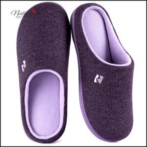 Memory Foam Slippers with Waffle Knit Upper and Anti-Skid Sole